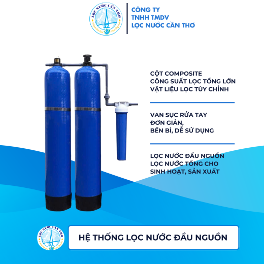 Hệ Thống Lọc Nước Tổng Đầu Nguồn 2 Cột Composite 1054 (Van Tay)
